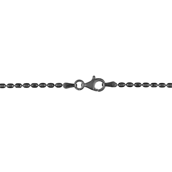 Oval Ball Chain Necklace in Black Rhodium Plated Sterling Silver