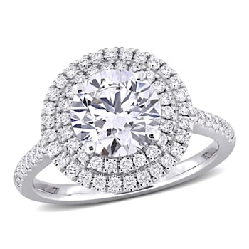 2 1/2 CT TW Lab-Grown Diamond Double Halo Ring in 14K White Gold