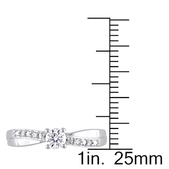1/3 CT TGW Created White Sapphire and Diamond  Accent Crossover Ring in
Sterling Silver