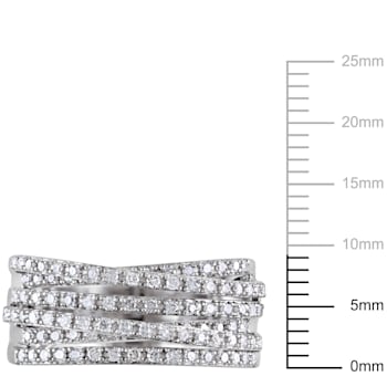 1/2 CT TW Diamond Crossover Ring in Sterling Silver