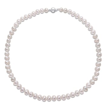 7 - 7.5 MM Freshwater Cultured Pearl 18" Strand with Sterling
Silver Ball Clasp