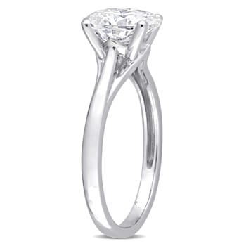 2 CT DEW Moissanite Solitaire Engagement Ring in 10K White Gold