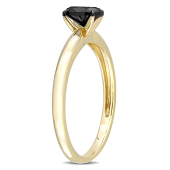 1/2 ct Black Diamond Solitaire Engagement Ring in 14K Yellow Gold
