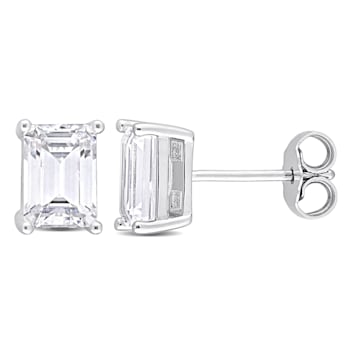 2 CT TGW Octagon Created Moissanite Stud Earrings in Sterling Silver