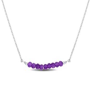 3/4ctw Amethyst Bead Bar Necklace in Sterling Silver