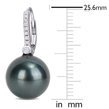 11-12MM Tahitian Cultured Pearl and 1/8 CT TW Diamond Earrings in 10K
White Gold