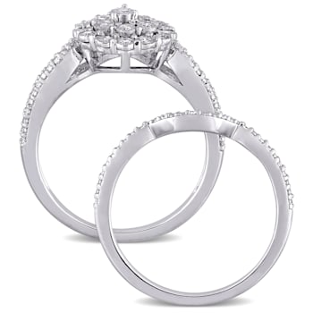 1/4 CT TW Diamond Vintage Ring Set Set in Sterling Silver
