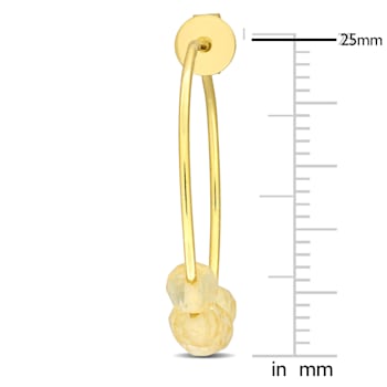 7/8ctw Citrine Bead Hoop Earrings in Yellow Plated Sterling Silver