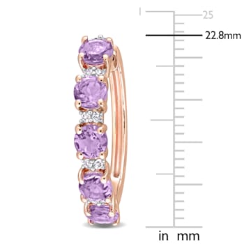 2 1/2 CT TGW Amethyst and White Topaz Hoop Earrings in Rose Plated
Sterling Silver