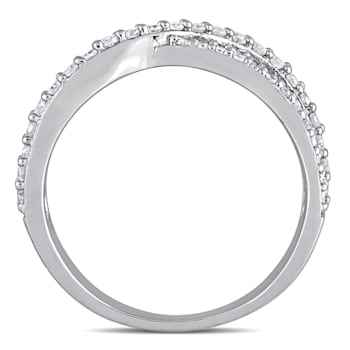 1/2 CT TW Diamond Crossover Ring in Sterling Silver