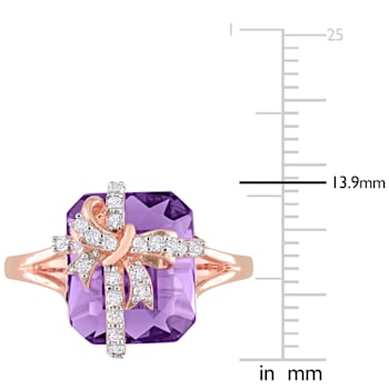 6 3/4 CT TGW Amethyst and Topaz Ring in Rose Plated Sterling Silver