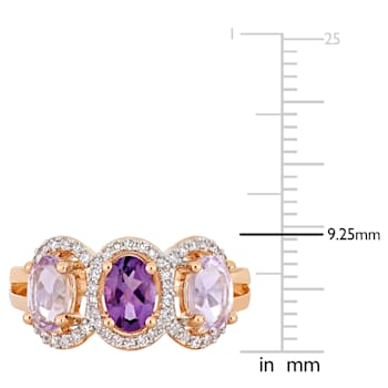 1 5/8 CT TGW Multi-Gestones and 1/5 CT TW Diamond Halo Ring in Rose Gold
Plated Sterling Silver