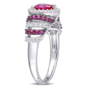 1 3/4 CT TGW Created Ruby and Created White Sapphire Heart Ring in
Sterling Silver