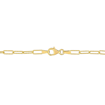 Fancy Paperclip Chain Necklace in Yellow Plated Sterling Silver