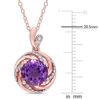 1 5/8 CT TGW Multi-Gemstones and Diamond Accent Pendant with Chain in
Rose Plated Sterling Silver