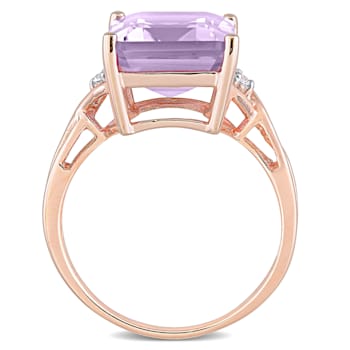 5 7/8 CTW Rose de France and White Topaz Cocktail Ring in Rose Plated
Sterling Silver