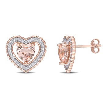 1.75CTW Morganite Simulant and Cubic Zirconia Heart Earrings in 18K Rose
Gold Over Sterling Silver