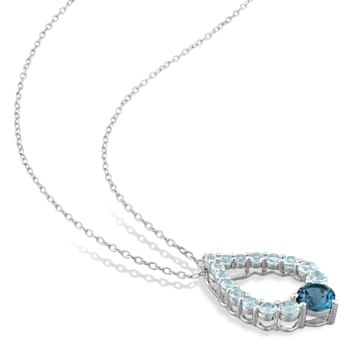 2 3/4 CTW London Blue and Sky Blue Topaz Graduated Open Teardrop
Sterling Silver Pendant with Chain