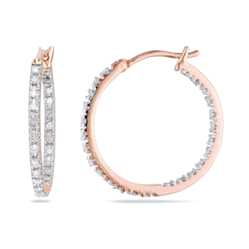1/4 CT TW Diamond Inside Outside Hoop Earrings in Rose Gold Over
Sterling Silver