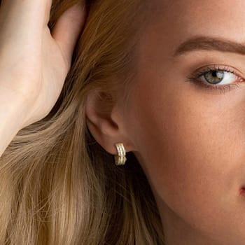 7/8 CT TGW Lab Grown Diamond Triple Row Vintage Earrings in 18K Yellow
Gold Plated Sterling Silver