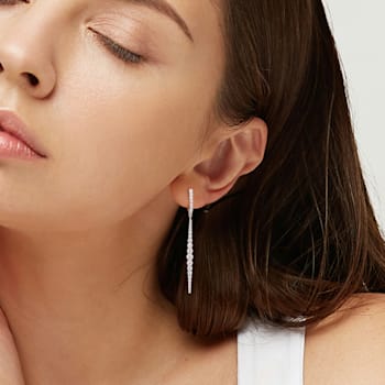 2 CT TW Diamond Cuff Line Earrings in 14K White Gold
