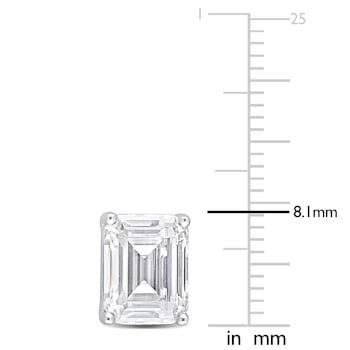 4 4/5 CT TGW Emerald Cut Created Moissanite Stud Earrings in Sterling Silver