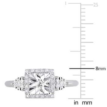 1/6 CT TW Diamond Halo Ring in Sterling Silver