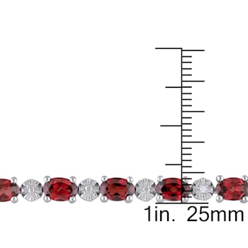 9 7/8 CT TGW Garnet and Diamond Accent Bracelet in Sterling Silver