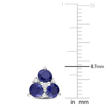 1 7/8 CT TGW Created Blue Sapphire and Created White Sapphire 3-Stone
Earrings in Sterling Silver