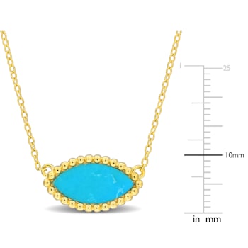 3 CT TGW Created Turquoise Necklace with Beaded Halo in Yellow Plated
Sterling Silver