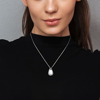 9.5-10MM Freshwater Cultured Pearl and Diamond Accent Teardrop Pendant
with Chain in Sterling Silver