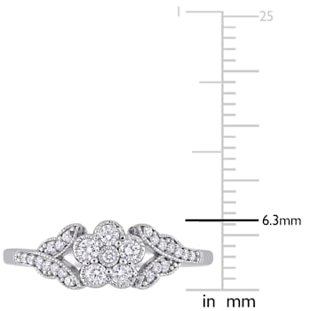 1/4 CT TW Diamond Floral Ring in Sterling Silver