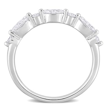 3/5 CT TGW Lab Grown Diamond Semi-Eternity Ring in Platinum Plated
Sterling Silver