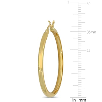 35mm Flat Hoop Earrings in 10k Yellow Gold