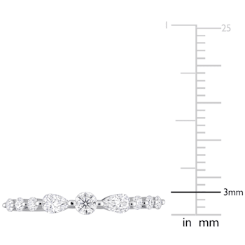 3/8 CT DEW Created Moissanite Semi-Eternity Ring in Sterling Silver