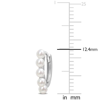 2-2.5MM Freshwater Cultured Pearl Mini Hoop Earrings in 10K White Gold