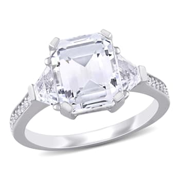 5 1/5 CTW White Topaz and Diamond Accent Ring in Sterling Silver