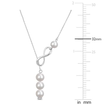 8-9.5 MM Freshwater Cultured Pearl Infinity Lariat Necklace in Sterling Silver