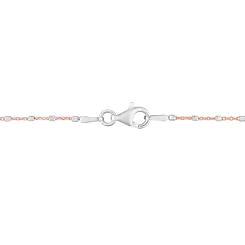 1.3MM White Beaded Chain Necklace in Rose Plated Sterling Silver