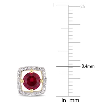 1 1/6 CT TGW Created Ruby and Diamond Accent Square Stud Earrings in 10K
Yellow Gold