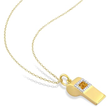 Whistle Charm Diamond Accent Pendant with Chain in Yellow Plated
Sterling Silver