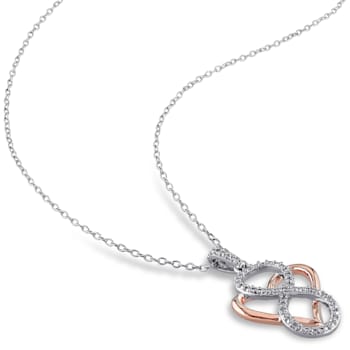 Diamond Infinity Heart Pendant with Chain in 2-Tone Pink and White
Sterling Silver