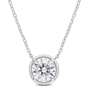 1 4/5 CT DEW Created Moissanite Halo Circle Pendant with Chain in
Sterling Silver