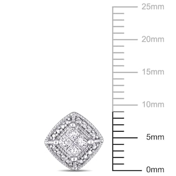 1/4 CT TW Princess Cut Diamond Cluster Stud Earrings in 10k White Gold