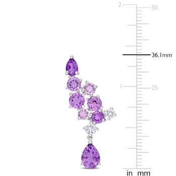 7 CT TGW Multi Gemstone Drop Earrings in Sterling Silver