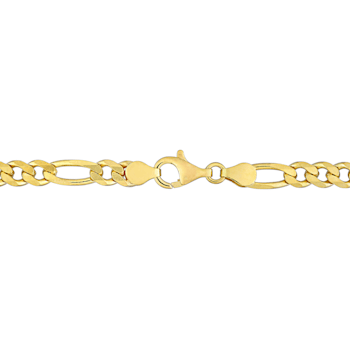5.5MM Figaro Chain Bracelet in 18K Yellow Gold Over Sterling Silver
