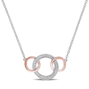 Diamond Interlocking Circle Two-Tone Necklace in 18K Rose Gold Over
Sterling Silver