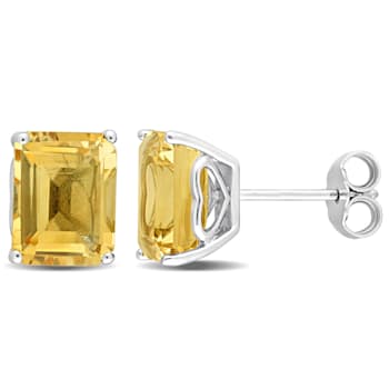 4 3/4 CT TGW Octagon Citrine Stud Earrings in Sterling Silver