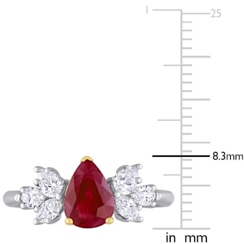1 1/2 CT TGW Ruby and 1/2 CT TW Diamond Floral Cluster Ring in 2-tone
14K White and Yellow Gold