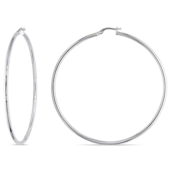65 MM Hoop Earrings in 10k Polished White Gold